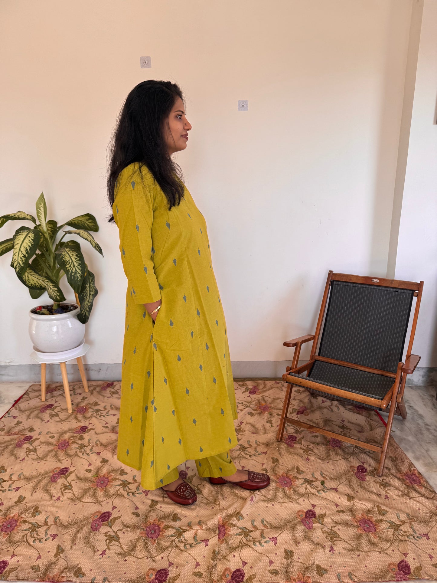 Mustard Green Motif Co-Ord Set