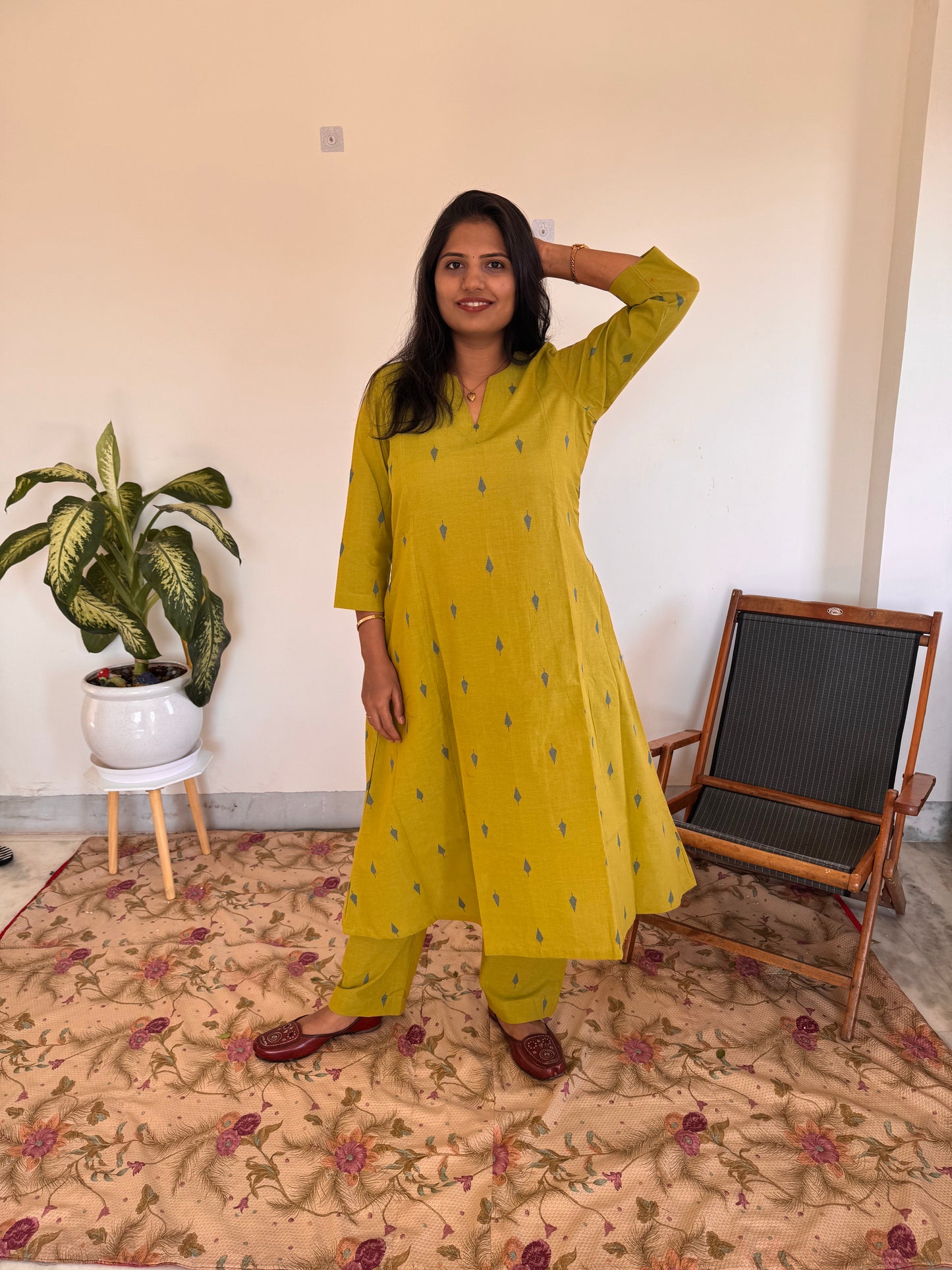 Mustard Green Motif Co-Ord Set