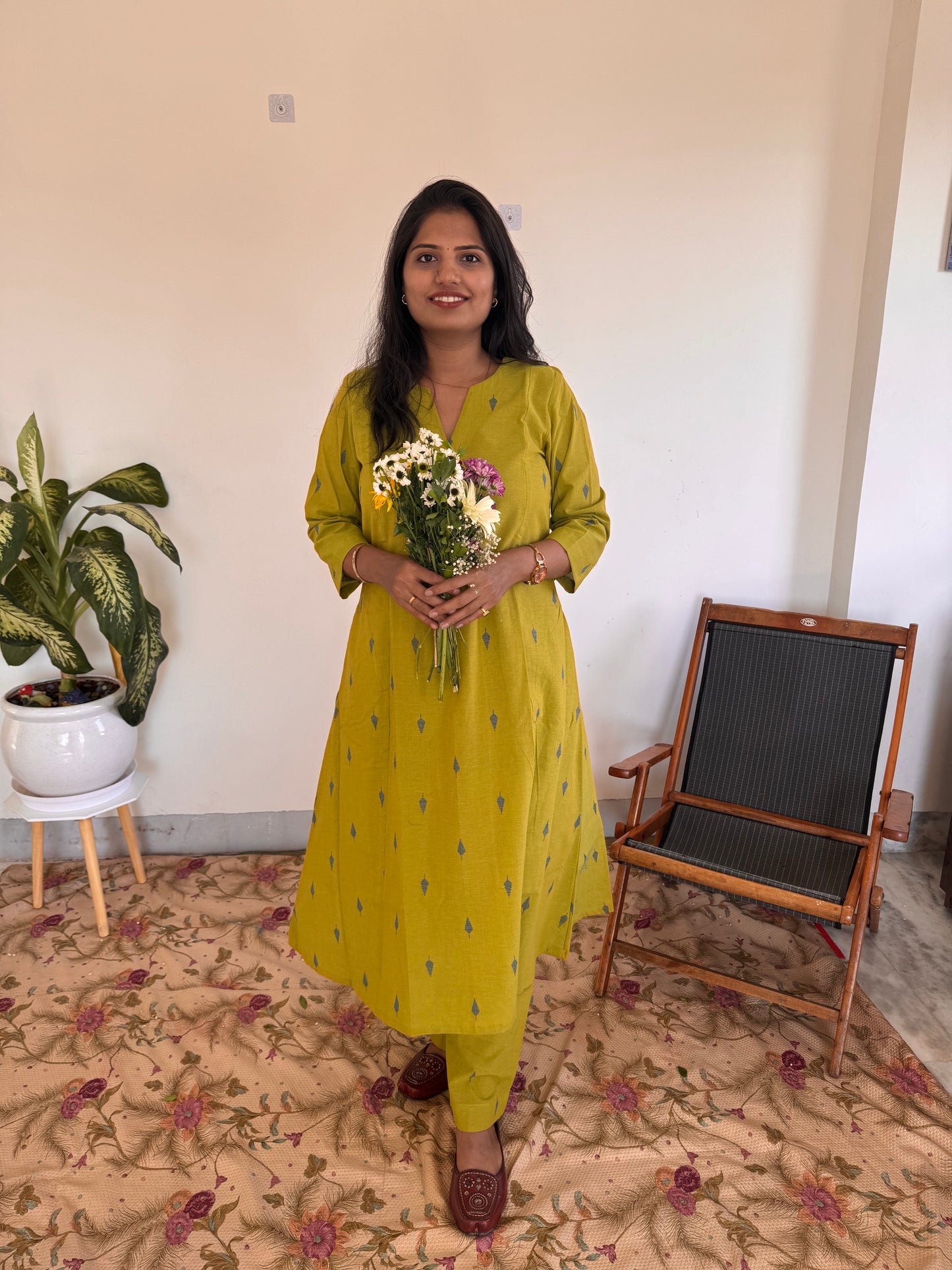 Mustard Green Motif Co-Ord Set