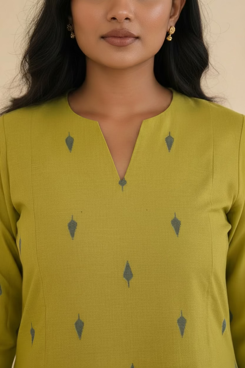 Mustard Green Motif Co-Ord Set