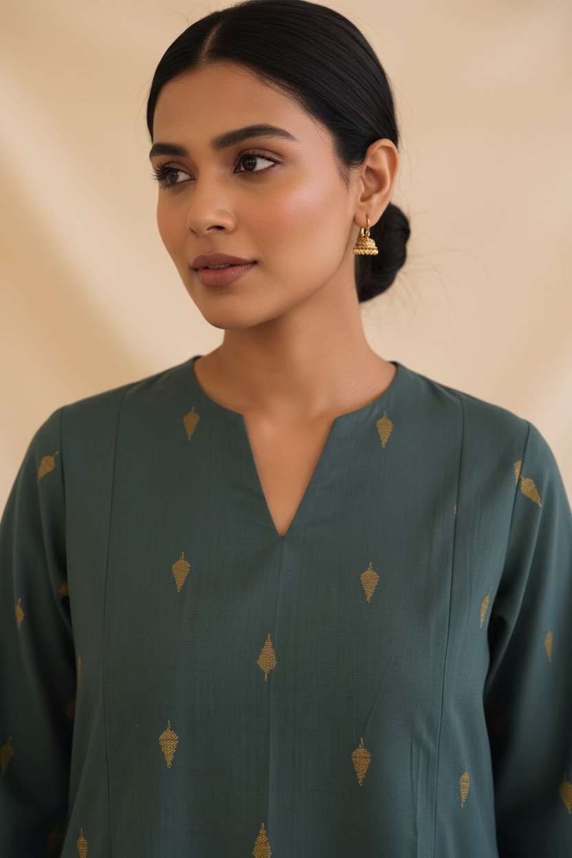 Teal Buti Kurta Set