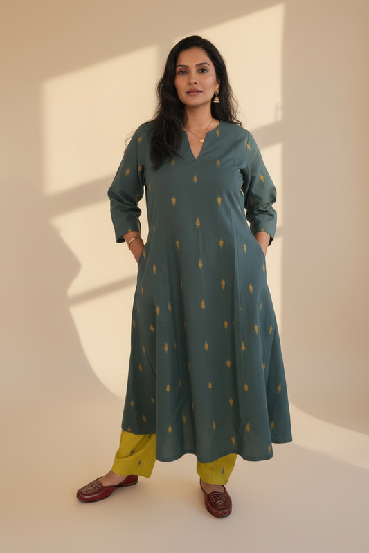 Teal Buti Kurta Set