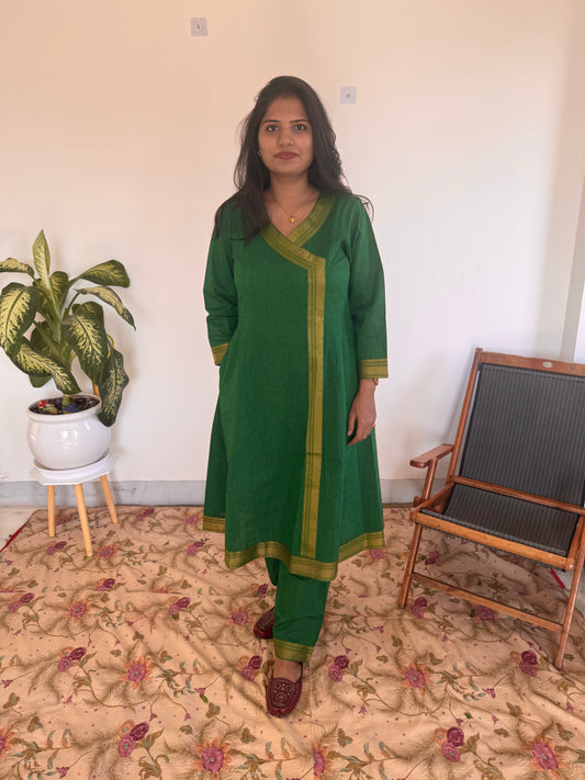 Emerald Green Border Kurta