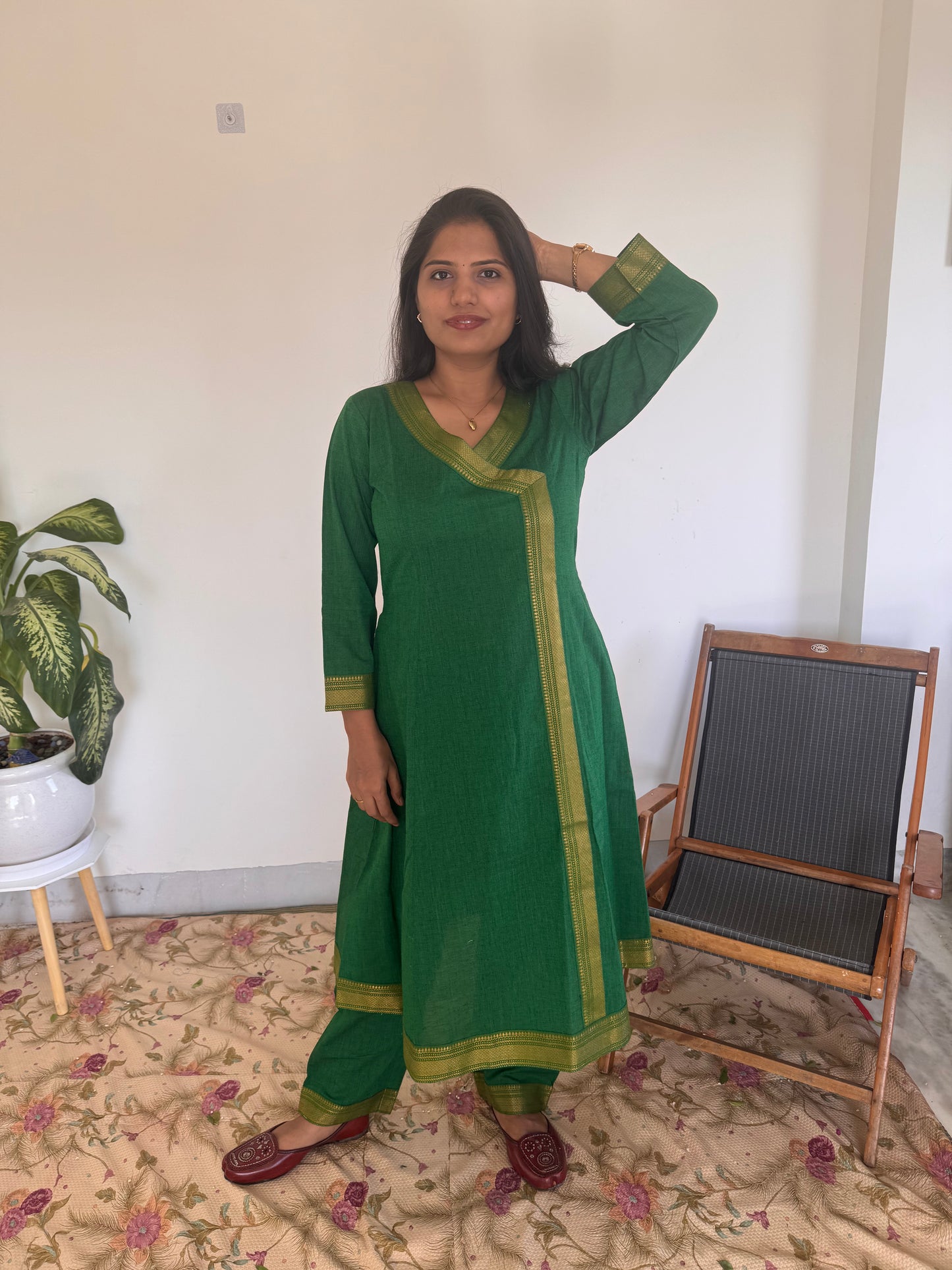 Emerald Green Border Kurta