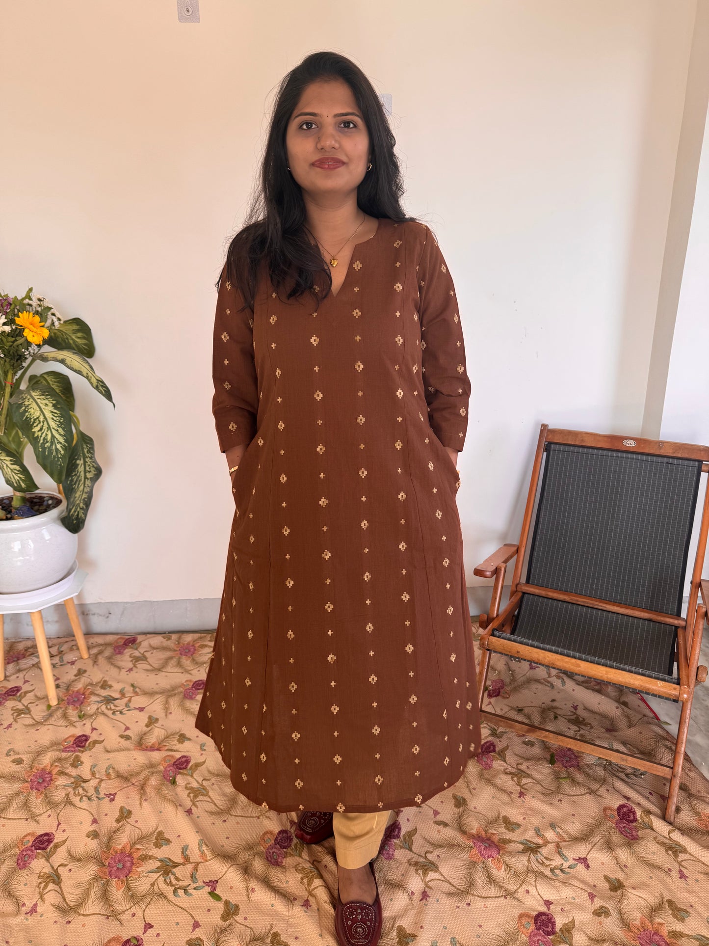 Rust Cross Kurta Set