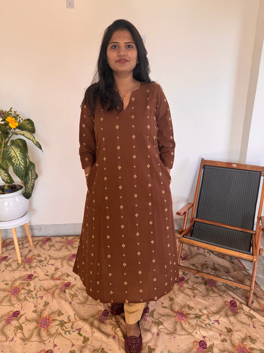 Rust Cross Kurta Set