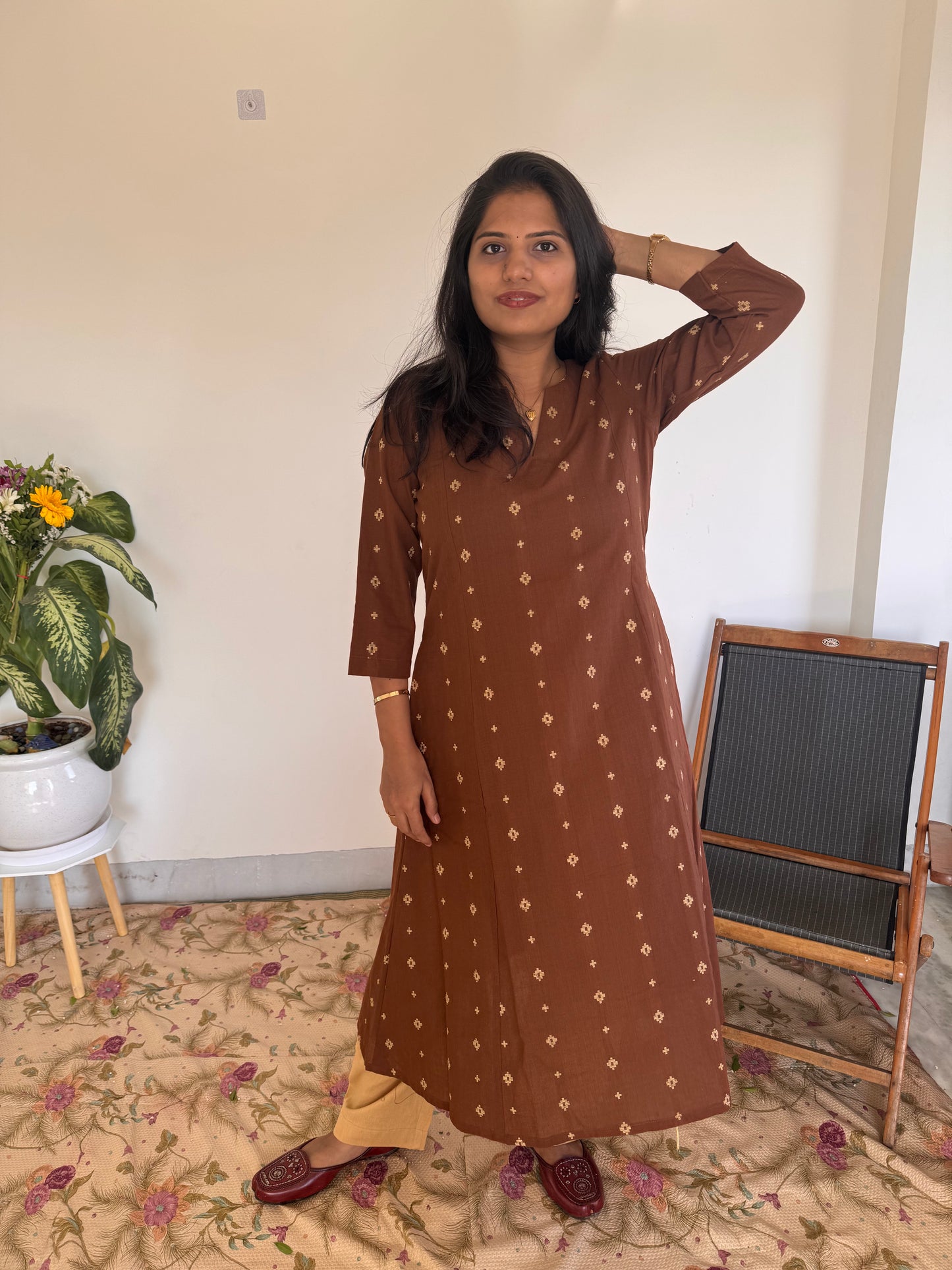 Rust Cross Kurta Set