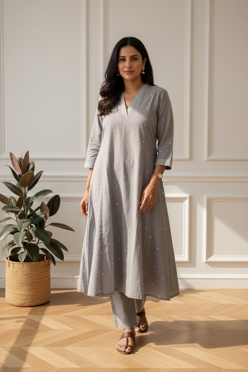 Grey Buti Kurta Set