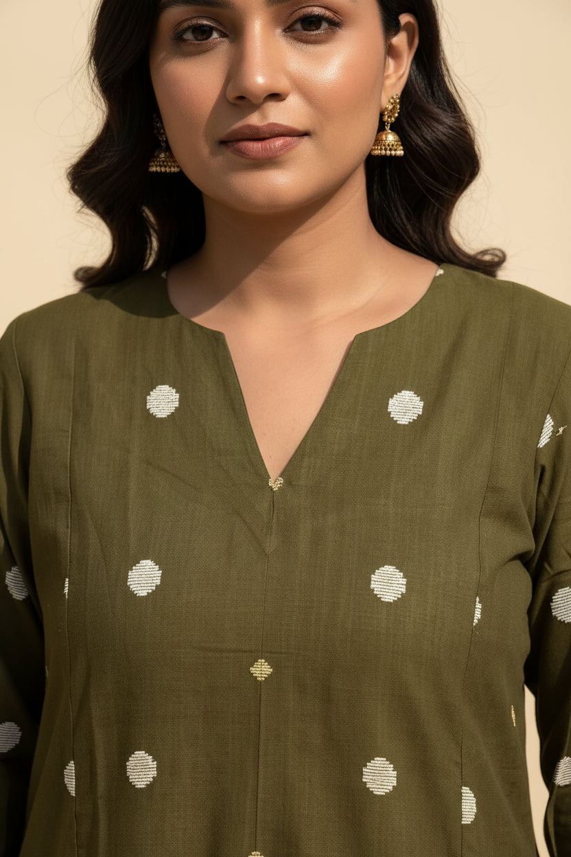 Olive Dobby Kurta Set
