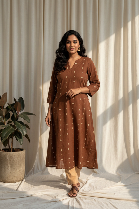 Rust Cross Kurta Set