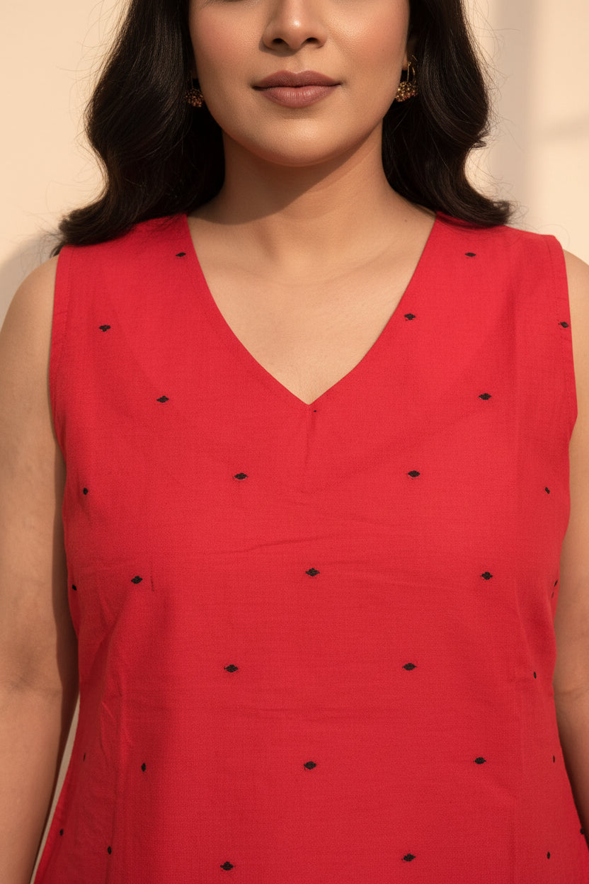 Cherry Red Short Kurti