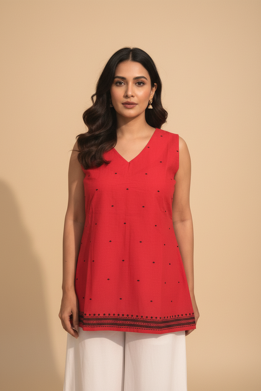Cherry Red Short Kurti