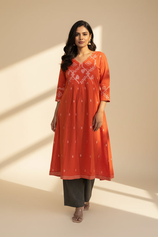 Vermillion Border Kurta Set