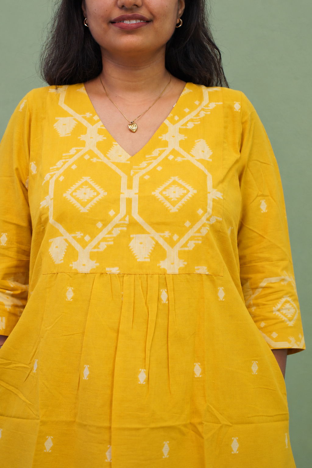 Saffron Border Kurta Set