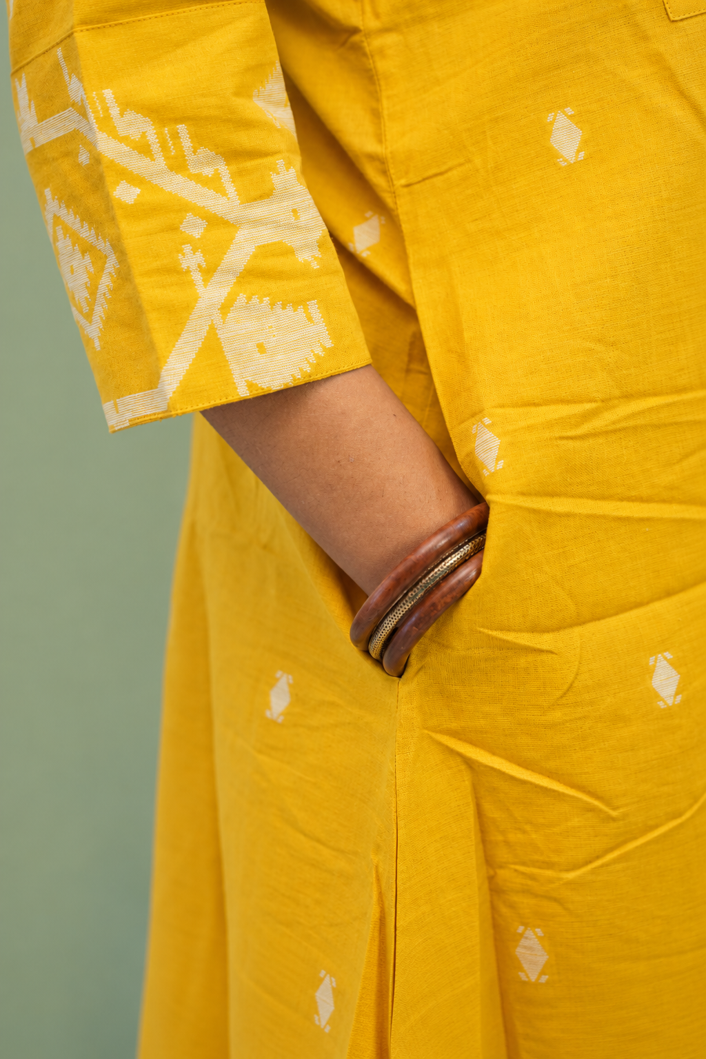 Saffron Border Kurta Set