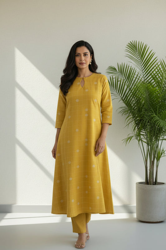Mustard Check Co-ord Set