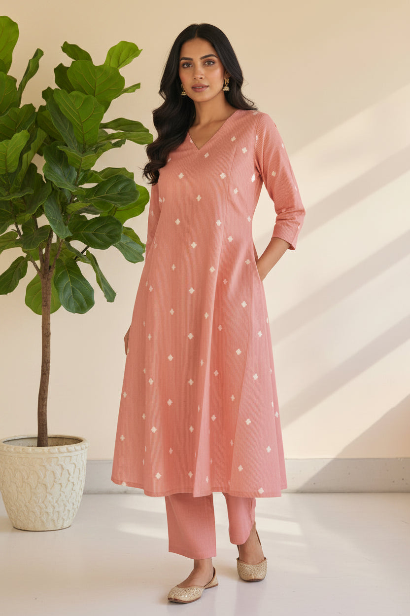 Peach Orange Diamond Co-Ord Set