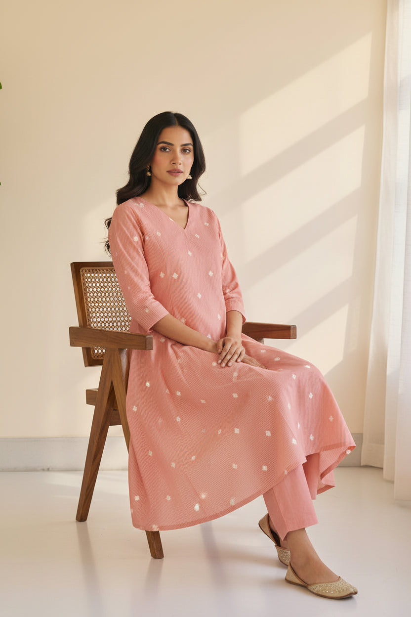 Peach Orange Diamond Co-Ord Set