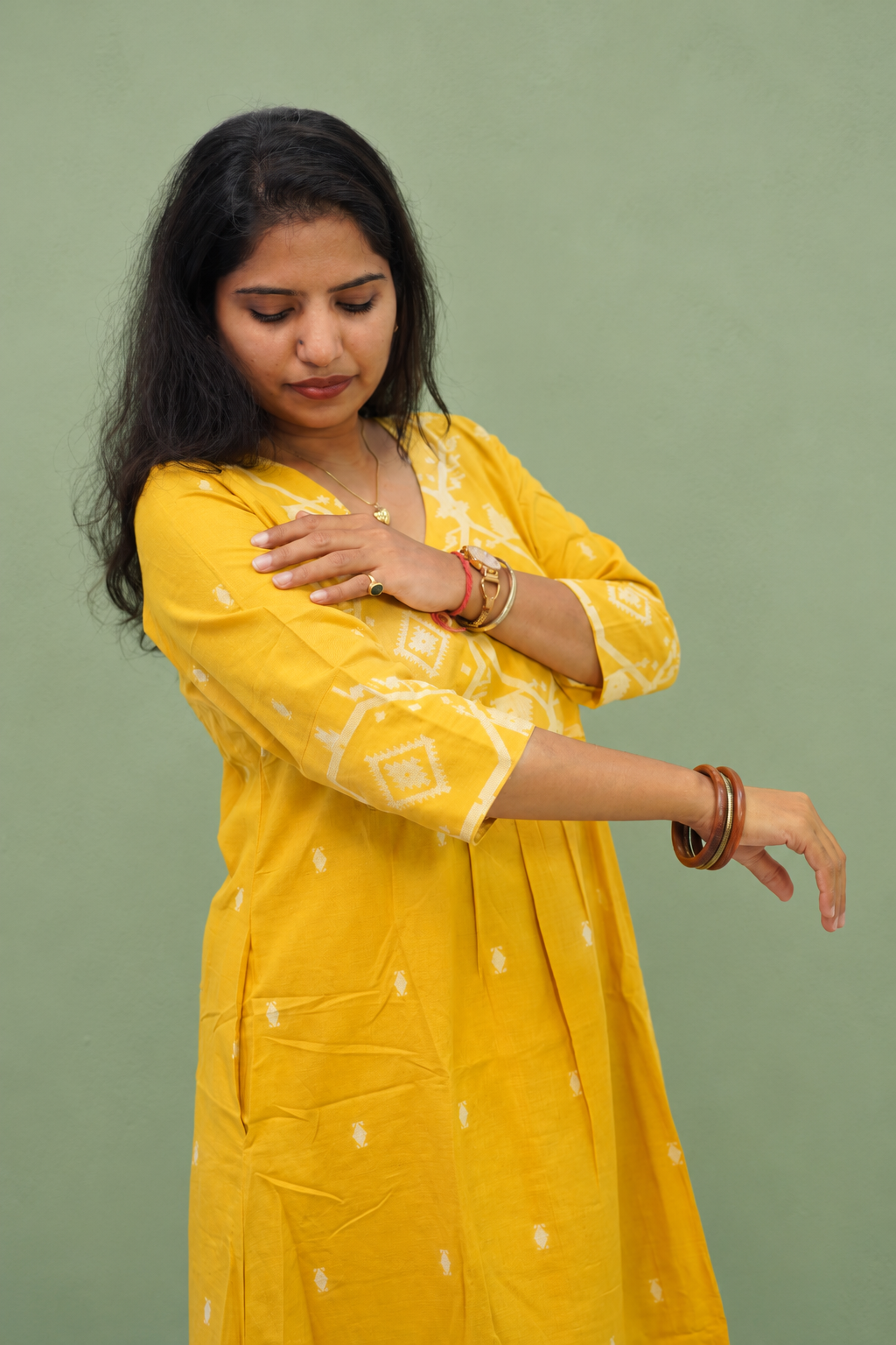 Saffron Border Kurta Set