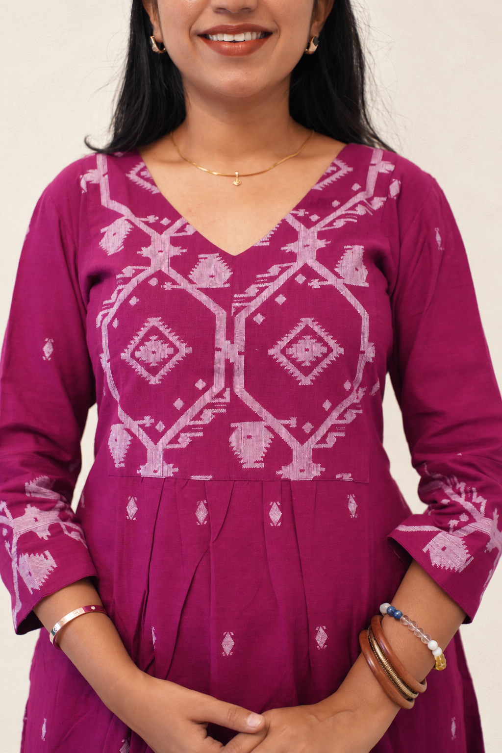 Berry Border Kurta Set